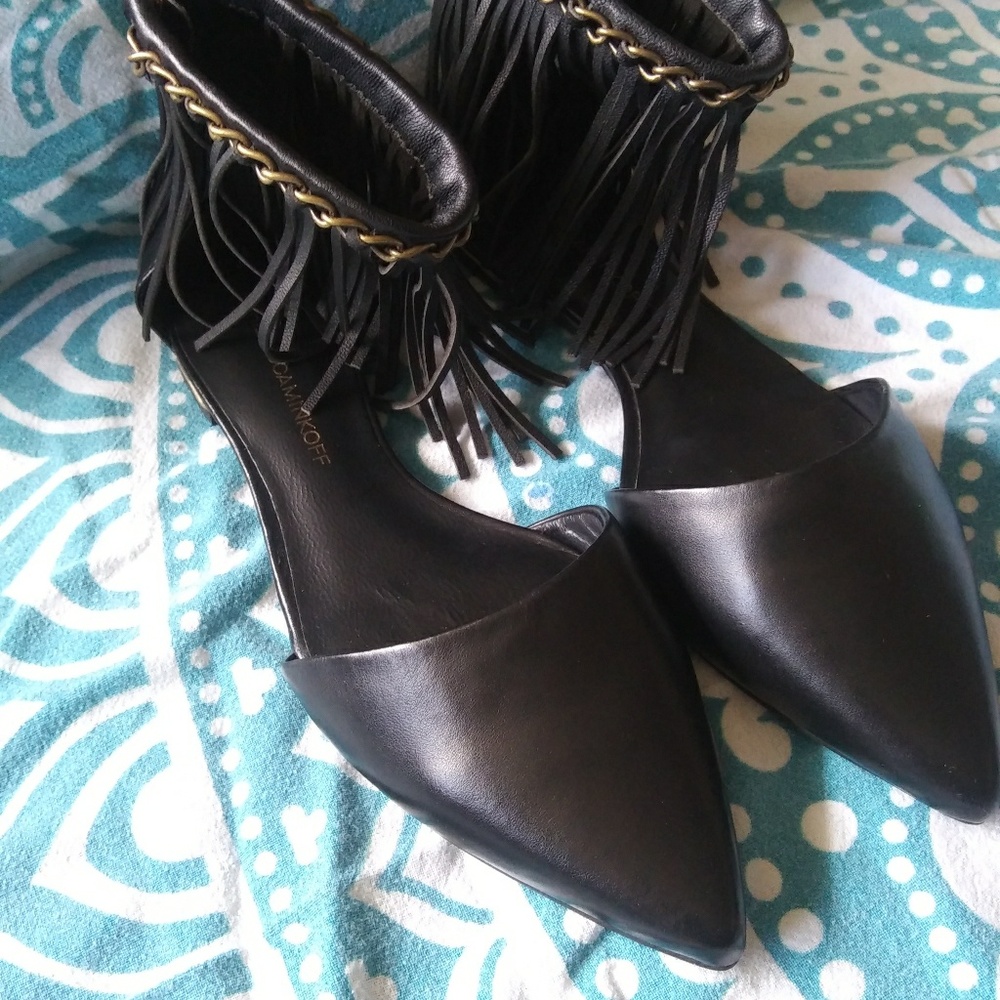 Rebecca Minkoff Faith Fringe Ankle Strap Flat